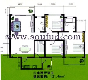 四季香榭 4室2厅2卫1厨 121.46㎡