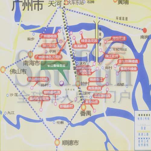 榄核长江数码花园交通图