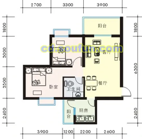 禾嘉利好D型&nbsp;2室2厅1卫1厨 79.77㎡