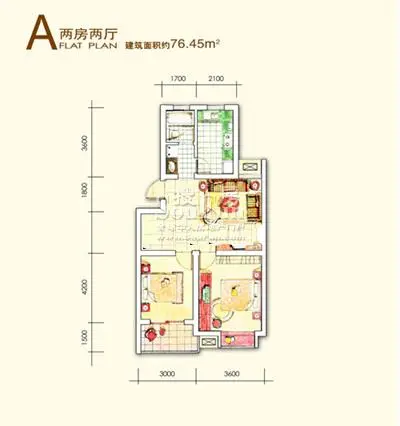 金陵王榭金陵王榭户型图 2室2厅1卫1厨 76.45㎡