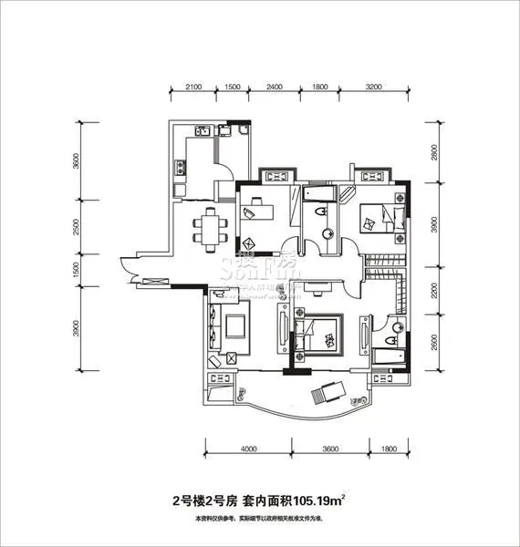 长安麒麟公馆户型图——户型:5号楼1号房 ,面积:69.15