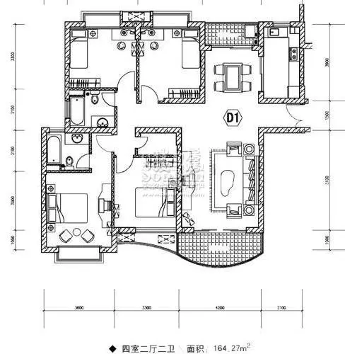 海德卫城海德卫城 4室2厅2卫1厨 164.27㎡