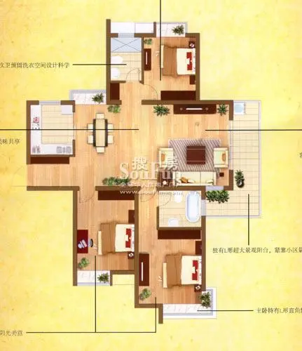 橘子国花园P-D户型 3室2厅2卫1厨 0.00㎡