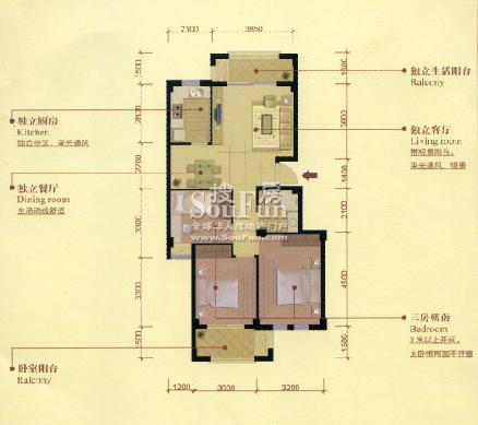 新仓山洋楼三房独立空间型 3室2厅1卫1厨 90.06㎡
