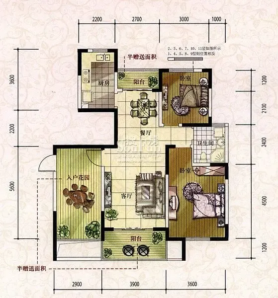 百协大溪地的相册-天润轩A2户型 2室2厅1卫103.69㎡