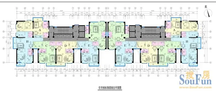 好居名苑住宅标准层组合平面图