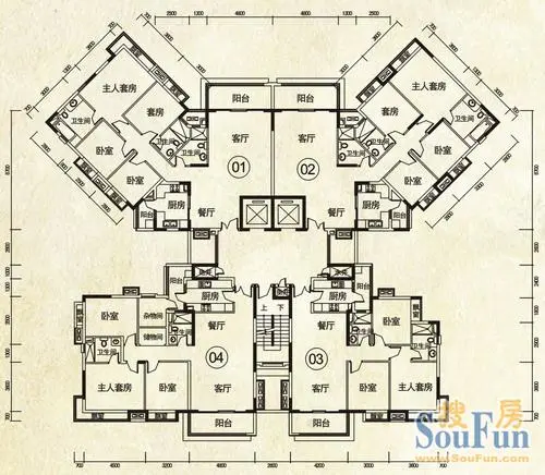 东骏豪苑四期东骏豪苑四期 4室 户型图4室2厅2卫1厨 130.00㎡