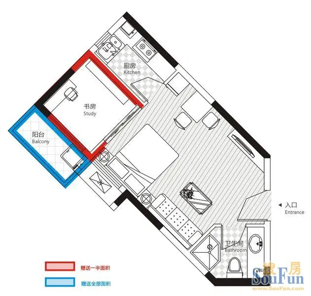 南国SOHO520南国soho520 2室2厅 户型图 1室1厅1卫0厨 41.63㎡