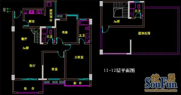 蜀青怡和茗居Aa型跃层 3室2厅3卫1厨 0.00㎡