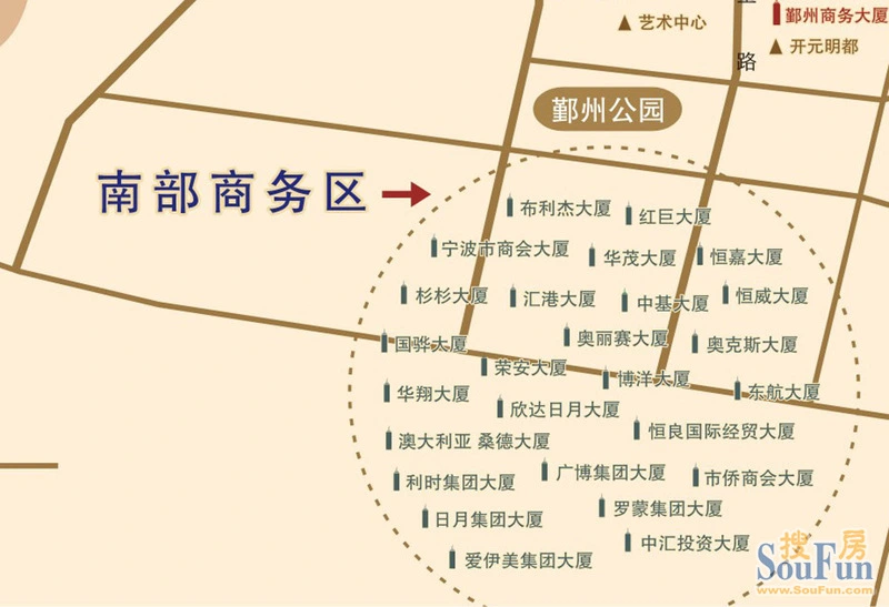 于上传 图片名称:南部商务区楼盘分布图 标签: 宁波 欣