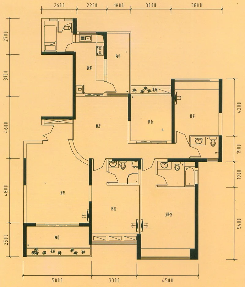 景湖时代城户型图_17栋3单元02户型