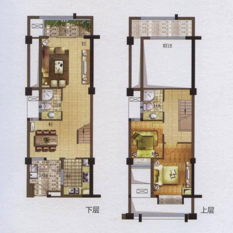世欧上江城5#、6#02、03、04、07、08、09单元E1户型 2室2厅2卫1厨 98.00㎡