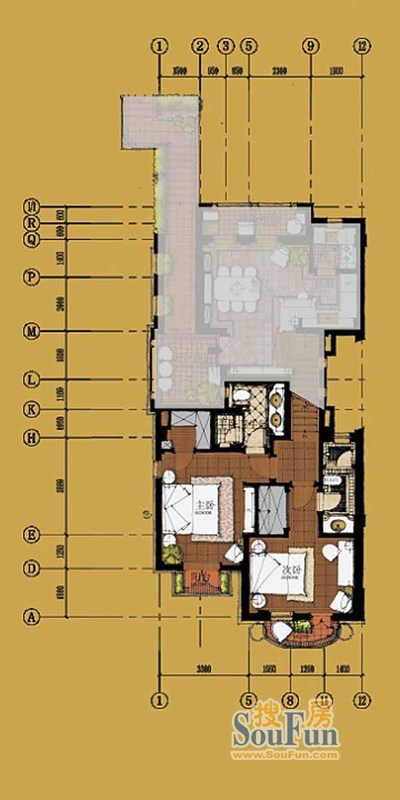 上置绿洲香岛原墅A型金装叠墅（下叠）二层 0室0厅0卫0厨 158.17㎡