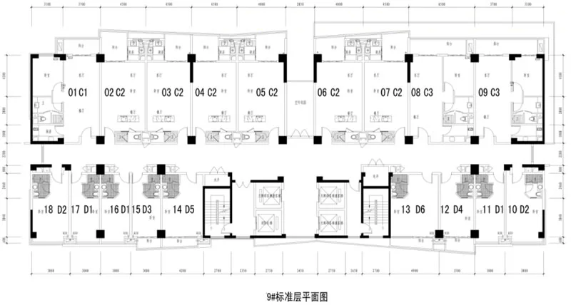 黄山元一大观9#公寓标准层平面图