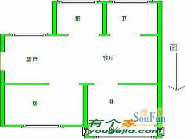 燕禾园户型图2室 3室2厅1卫1厨 0.00㎡