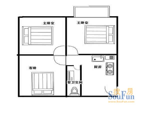 广州路一中心户型图3室 3室1厅1卫1厨 0.00㎡