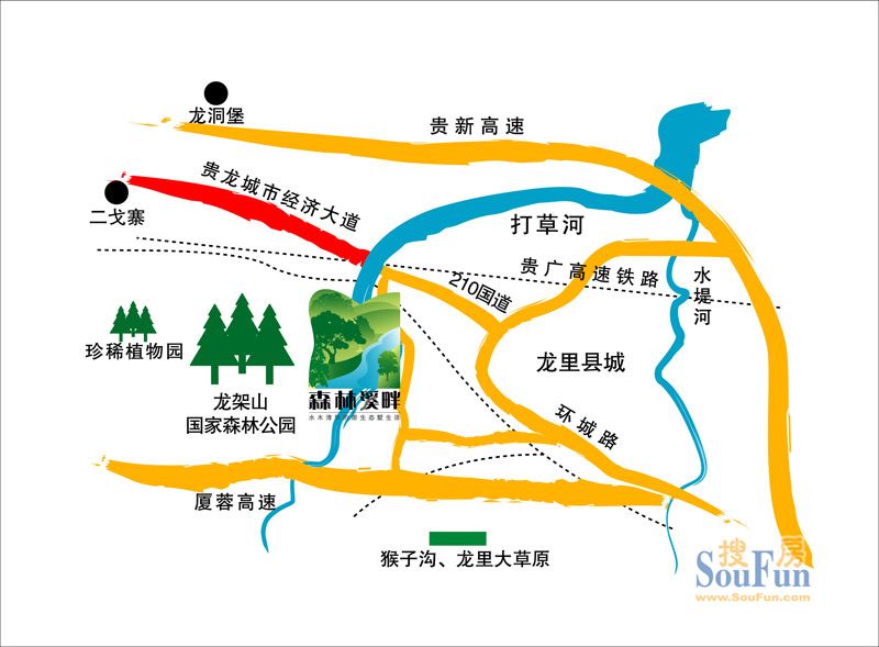 森林溪畔交通状况  贵阳-龙里大巴