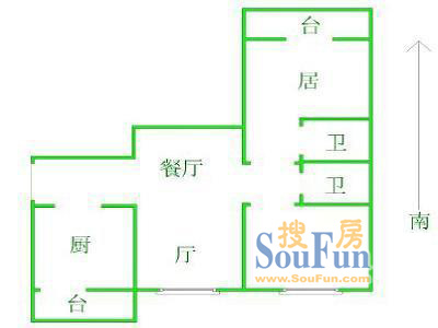 大上海国际花园雅典园上海 大上海国际花园雅典园 户型图 2室2厅2卫1厨 0.00㎡