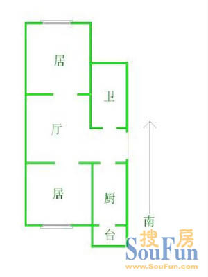 绿翡翠家园上海 绿翡翠家园 户型图 2室1厅1卫1厨 0.00㎡
