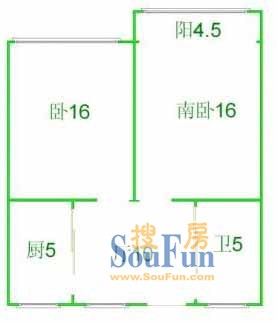 国和苑户型 2室1厅1卫1厨 0.00㎡