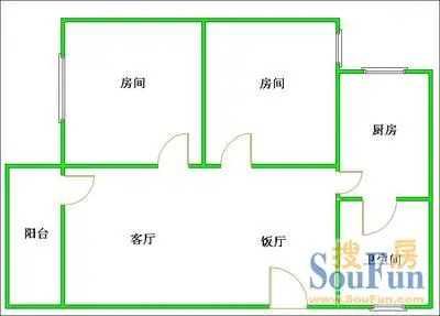 江湾路小区2室2厅户型图 2室2厅1卫1厨 0.00㎡