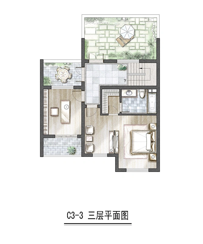 江南御府c3-3户型-三层平面图 4室3厅3卫1厨212.00