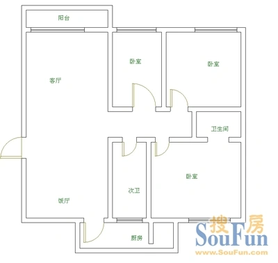 梓桐苑梓桐苑户型图 3室2厅2卫1厨 0.00㎡