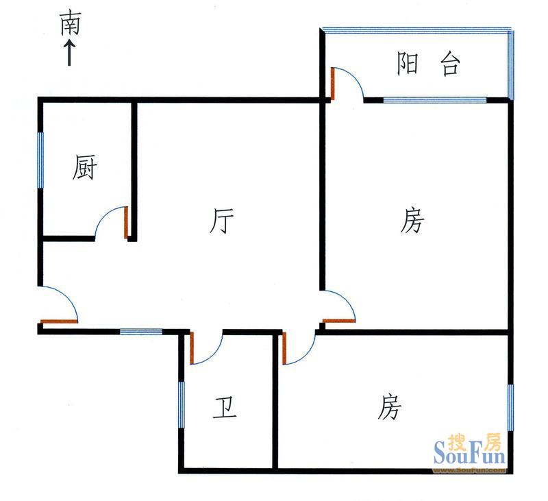 三九大厦上海 三九大厦 2室 户型图 2室1厅1卫1厨 0.00㎡