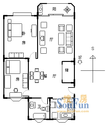 朱梅小区上海 朱梅小区 2室 户型图 2室2厅1卫1厨 0.00㎡