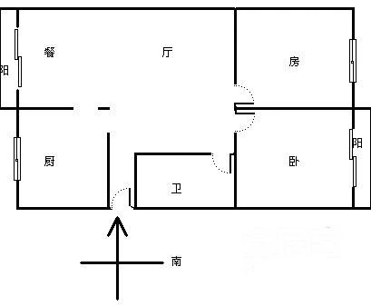 清泰花苑2室 户型图 2室2厅1卫1厨 0.00㎡