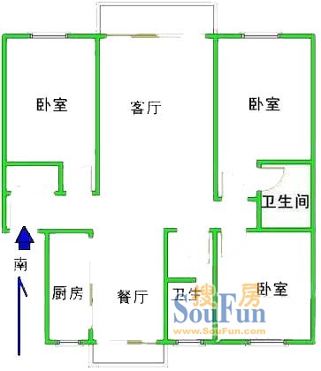 申良花园上海 申良花园3室 户型图 3室2厅2卫1厨 0.00㎡