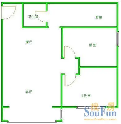 建川梦追湾公馆猛追湾公馆 户型图 2室1厅1卫1厨 0.00㎡