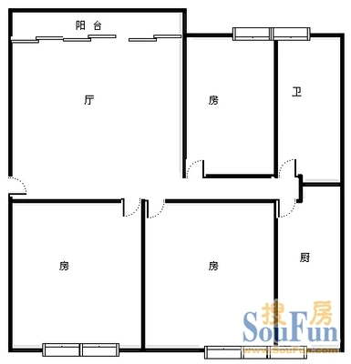 羊城苑羊城苑3室户型图 3室1厅1卫1厨 0.00㎡