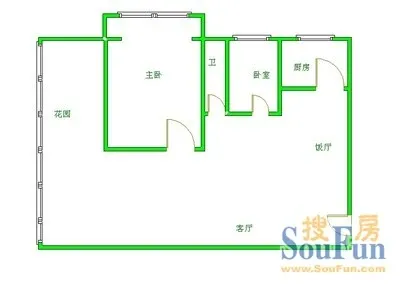 天鑫花园东区户型图&nbsp;2室2厅1卫1厨 0.00㎡