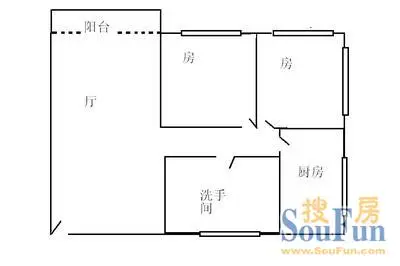 岑村公安宿舍2室1厅户型图 2室1厅1卫1厨 0.00㎡