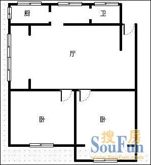 胜利新村小区胜利新村户型图 2室1厅1卫1厨 0.00㎡