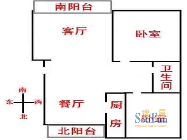 仙霞公寓户型图2室 2室2厅1卫1厨 0.00㎡