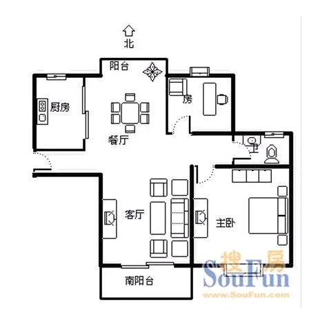中华路公寓中华路公寓 户型图 2室2厅1卫1厨 0.00㎡