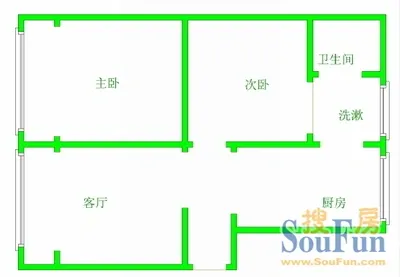 现代名城现代名城 2室户型图&nbsp;2室1厅1卫1厨 0.00㎡
