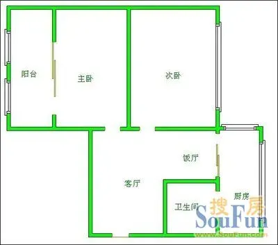 都江堰花木城都江堰花木城 2室户型图&nbsp;2室1厅1卫1厨 0.00㎡