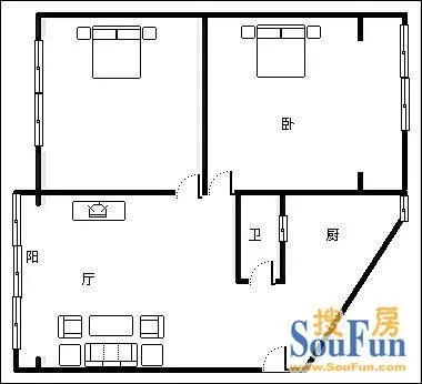 碧水华庭户型图  2室1厅1卫1厨 0.00㎡
