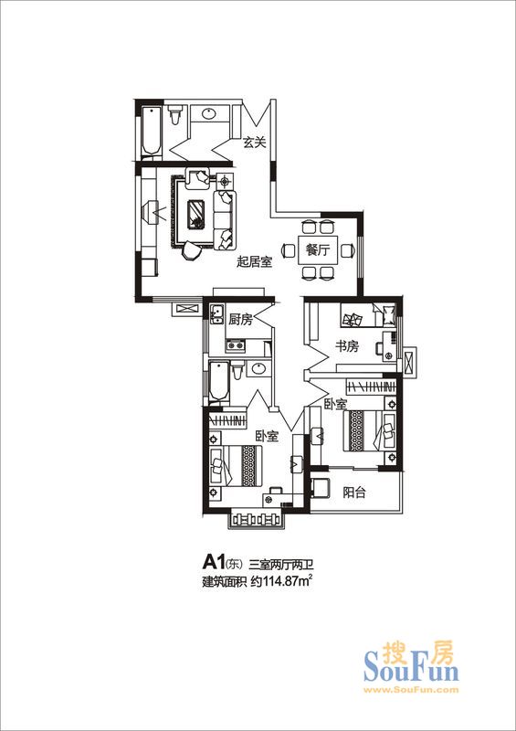 蓝领公寓20 3室2厅2卫1厨 0.00㎡