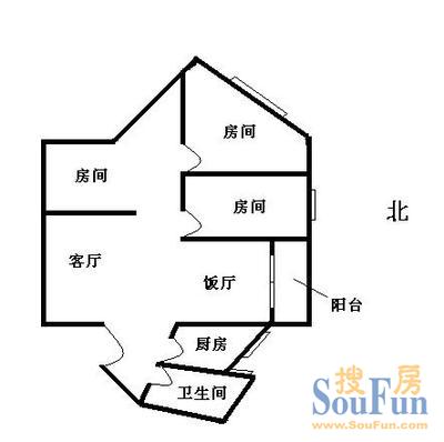 花都东城花园3房2厅户型图 3室2厅1卫1厨 0.00㎡