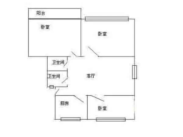 福基花园紫景园户型图 3室 3室1厅1卫1厨 0.00㎡