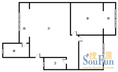 青铁家园户型图 2室2厅1卫1厨 80.00㎡