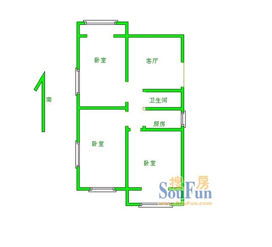 水果湖农科委宿舍水果湖农科委宿舍 3室 户型 3室1厅0卫0厨 0.00㎡