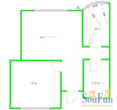 荣煜亲河名居荣煜 户型图 1室1厅1卫1厨 0.00㎡