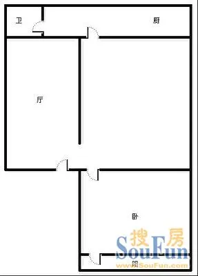 旭光小区旭光厂宿舍 户型图 1室1厅1卫1厨 0.00㎡