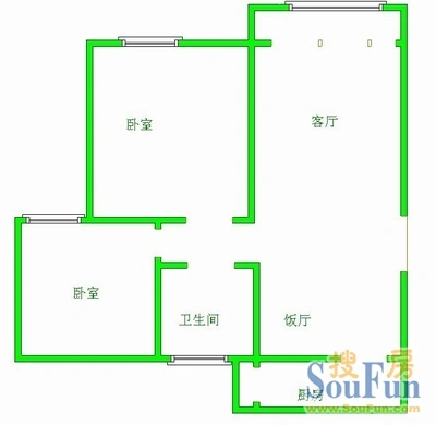 愿景春之雪户型图 2室2厅1卫1厨 0.00㎡