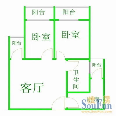 石油苑石油园 户型图 2室1厅1卫1厨 0.00㎡